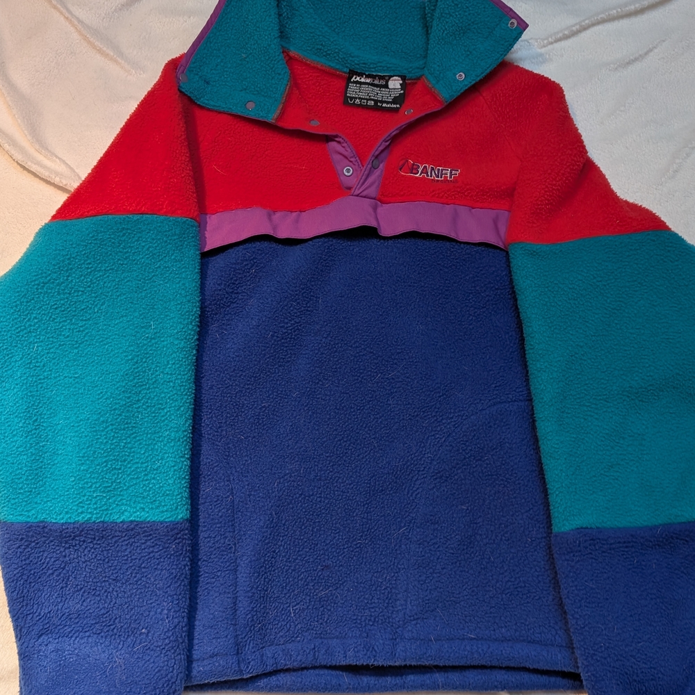 Malden Colorblock Fleece Pullover - Red Teal Purple